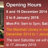 Opening Hours & Closed Days