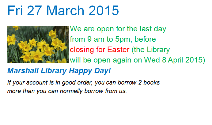 27 March 2015 - Happy Day @ Marshall Library