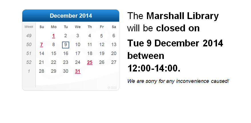 9 December 2014: closure 12:00-14:00
