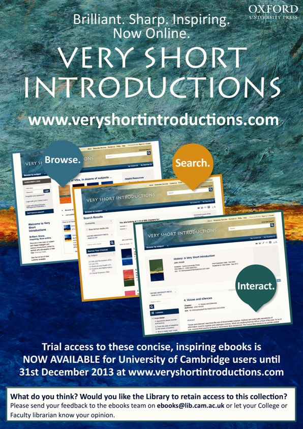 Ebooks trial poster: Very Short Introduction
