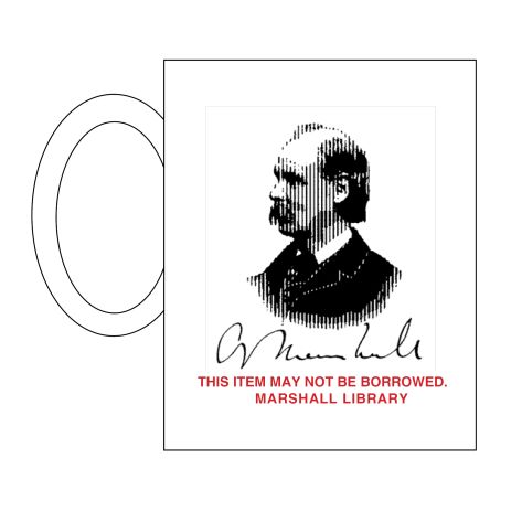 Option 3 of a design for Marshall Library mugs