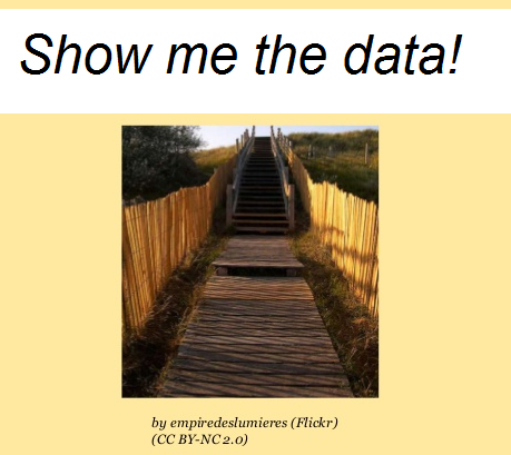 Book a place on "Show me the data!" session: 6 Feb 2015: 14:30-15:15