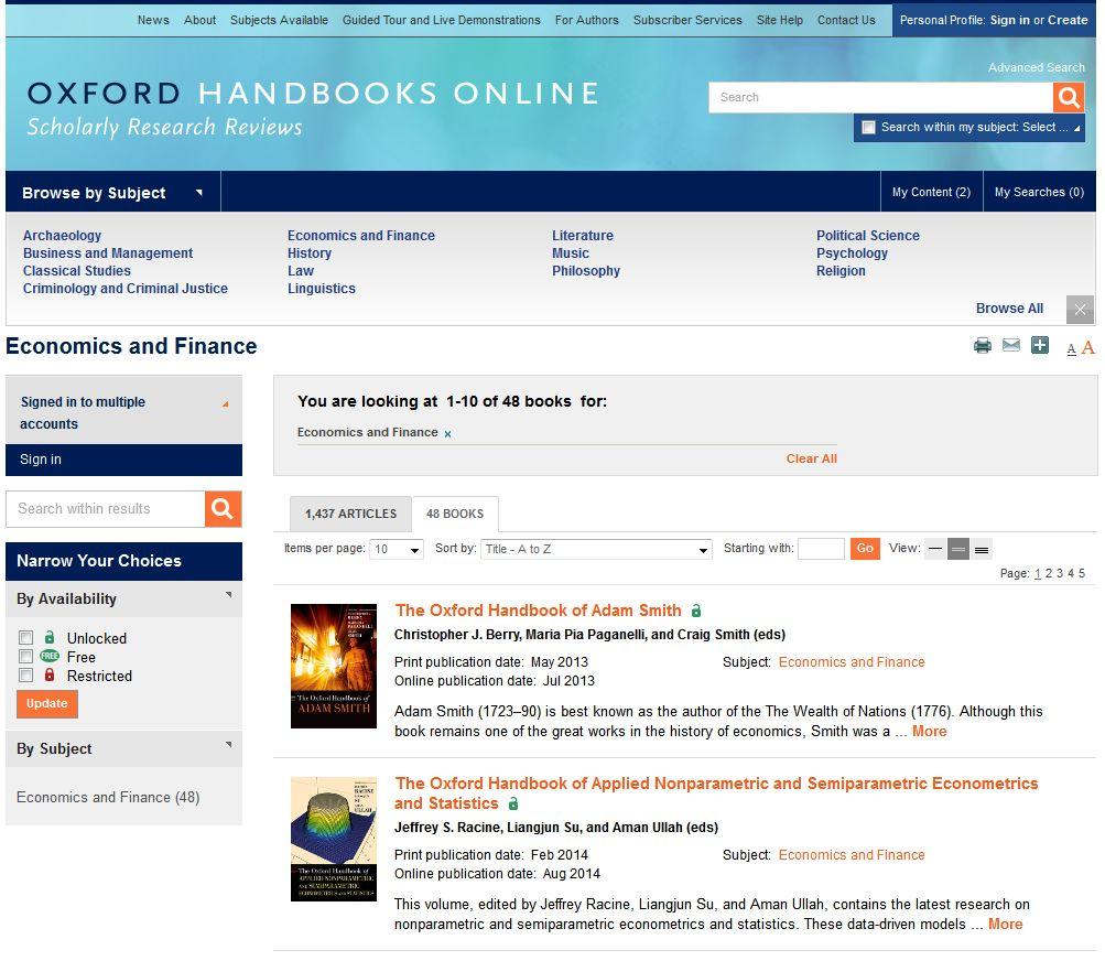 New ebooks on Oxford Handbooks Online available