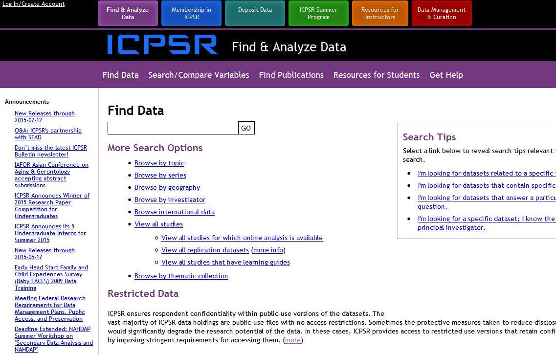 New eresource: Social science data for analysis and teaching available via ICPSR!