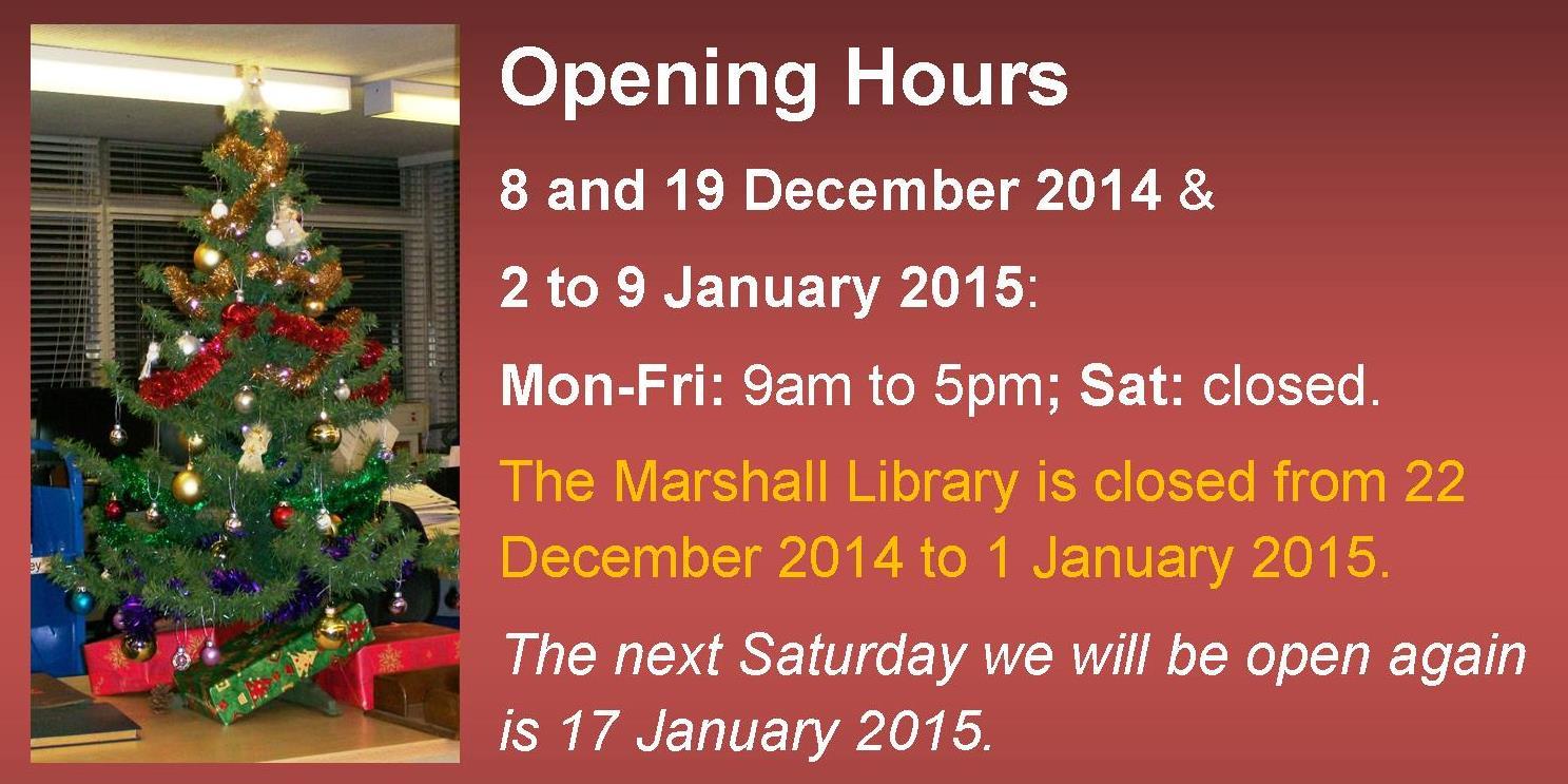 Opening Hours & Closed Days
